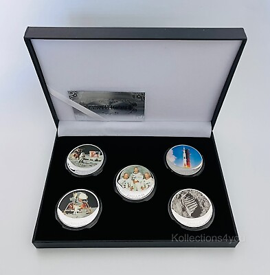 #ad 1969 Apollo 11 Moon Landing 50th Anniversary Silver Coins Neil Armstrong COE $43.09