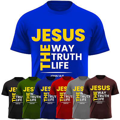 #ad Jesus Way Life Truth Mens T Shirt Religious Christian Pray God Faith Gift Tee $12.49