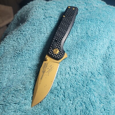 #ad SOG Terminus XR LTE Carbon Fiber CRYO CPM S35VN Knife Gold Tone With ClipUSED $48.25