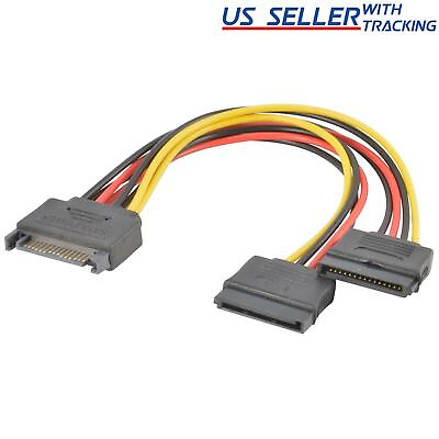 #ad 5 Pack SATA Power 15 pin Y Splitter Cable Adapter 5X $9.89