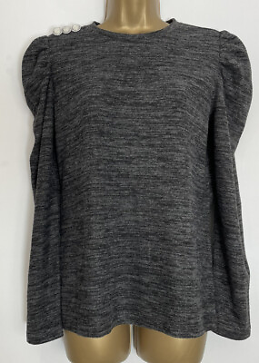 #ad Dorothy Perkins Top Charcoal Soft Touch Stretch Jersey Beaded Size 12 Womens New GBP 10.95