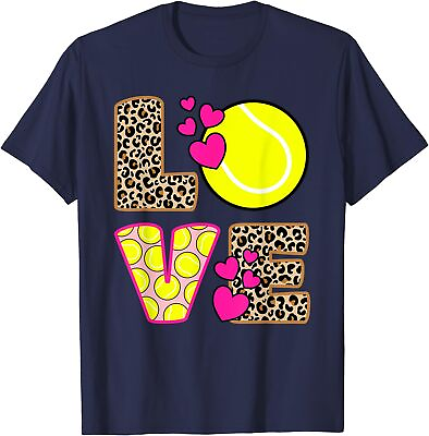 #ad Cute Love Tennis Leopard Print Pink Tennis Unisex T Shirt $19.99