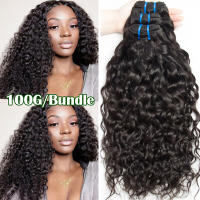 #ad Kinky Curly Brazilian Virgin Human Hair Extension Deep Wave 100G Bundle 18 20 22 $40.66