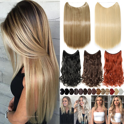 #ad Hidden Secret Wire In As Human Long Hair Extensions One Piece Invisible Band US $13.40