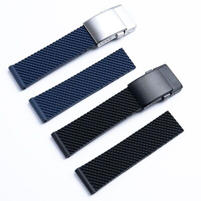 #ad 22 24mm Mesh Silicone Rubber Watch Band Strap Fit For Breitling Heritage Avenger $46.98