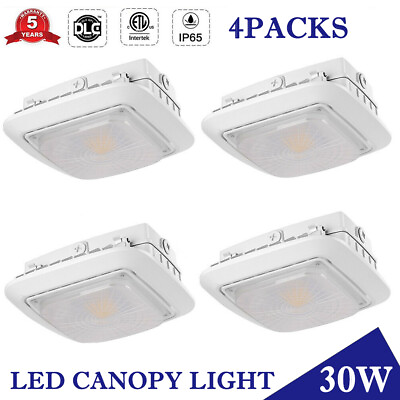#ad 4PACK 30W LED Canopy Light Gas Station Fixture for Outdoor Parking Garage Lights $141.00