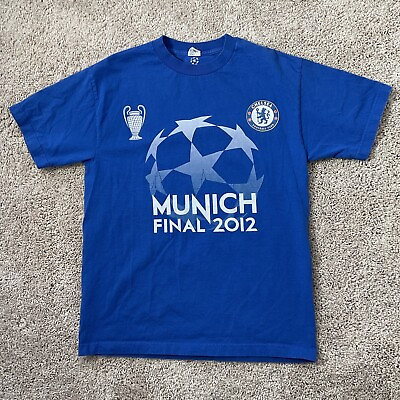 #ad UEFA Champions 2012 Final League Munich Chelsea Blue T Shirt Adult Medium $19.99