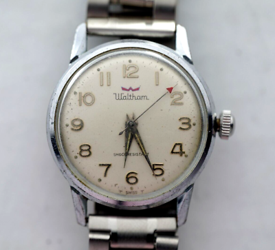 #ad Waltham Vintage Manual Wrist Watch Unisex 30mm w Steel Bracelet Red Seconds $75.00