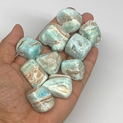 #ad 206.4g 0.9quot; 1.2quot; 10pcs Blue Aragonite Tumbled Stones @Afghanistan B26682 $12.30