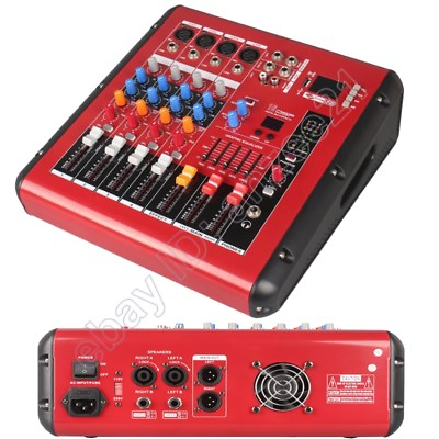 #ad MICWL 4 Channel Radio Bluetooth Audio Mixer Mixing Console 1600W Power Amplifier $169.15