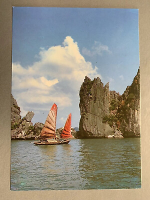 #ad Vintage Ha Long Bay Vietnam Postcard Unposted Vietnamese Boat Scenic Vtg $3.99