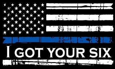 #ad Tattered Thin Blue Line I Got Your Six Window decal Various Sizes $12.99