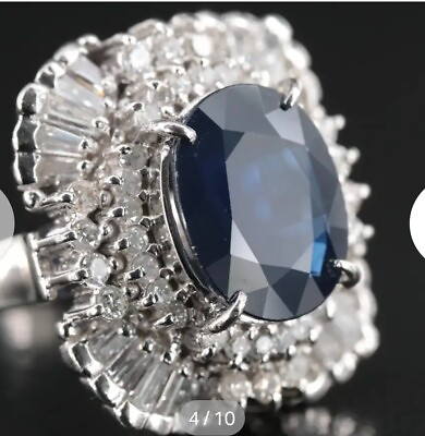 #ad jewelry womens sapphire and diamond ring size 5.25 diamond $5880.00