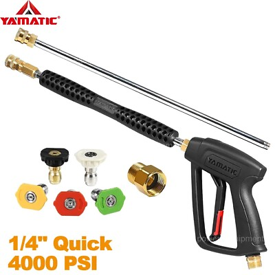 #ad YAMATIC Pressure Washer Gun and Wand with M22 Male Inlet 1 4quot; Quick 4000 PSI $41.59
