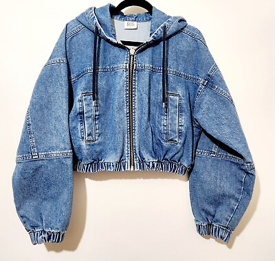 #ad RARE Women BDG Urban Outfitters Patch Pocket Denim Crop Jean Jacket Size Medium $55.99