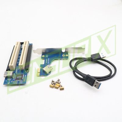 #ad PCI E Express X1 to Dual PCI Riser Extend Adapter Card With 2.6 FT USB 3.0 Cable $26.97