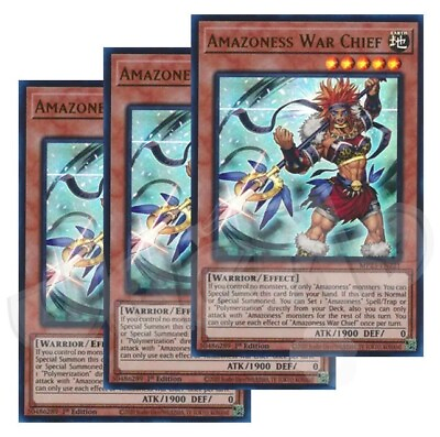 #ad Yugioh Amazoness War Chief x 3 1st Edition Ultra Rare NM Free Holo Card $3.00