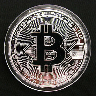 #ad Silver Color Physical Bitcoin Coin Plated Collection Collectible Commemorative $0.99