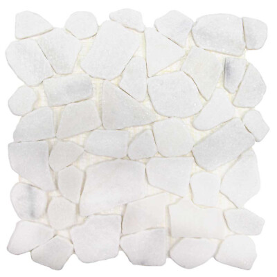 #ad Mosaic Stone Tile Flat Pebble Arctic Bathroom Kitchen Pool Backsplash White $88.99