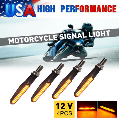#ad 4 Pcs Universal Motorcycle LED Amber Turn Bike Signal Indicators Blinker Lights $12.99