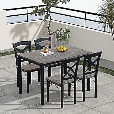 #ad 5 Piece Dining Table Set with Metal Frame and 4 Chairs $274.23
