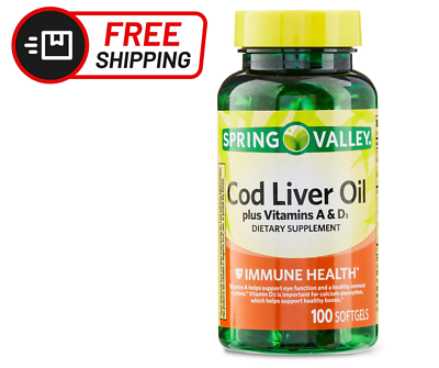 #ad Spring Valley Cod Liver Oil Plus Vitamins A amp; D3 Dietary Supplement 100 Count $7.66