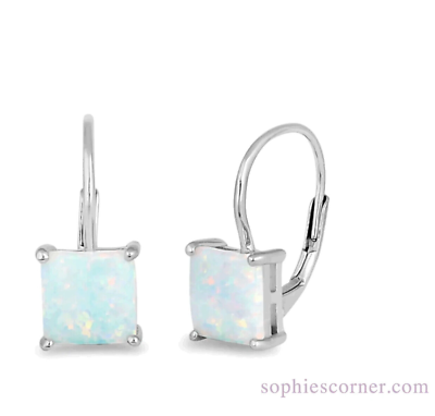 #ad Beautiful White Opal Earrings w Leverback in Solid Sterling Sterling $34.95