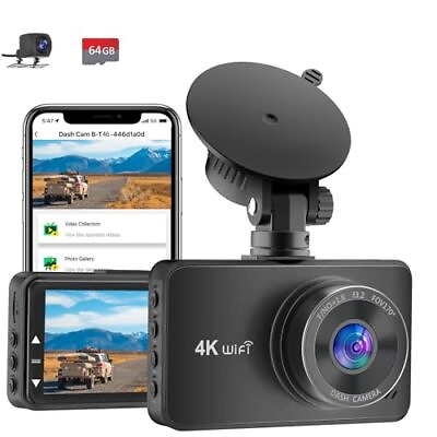 #ad Penemay Dash Cam Front and Rear 4k WiFi 3 Inch Dash Camera for Cars with 1080... $82.42