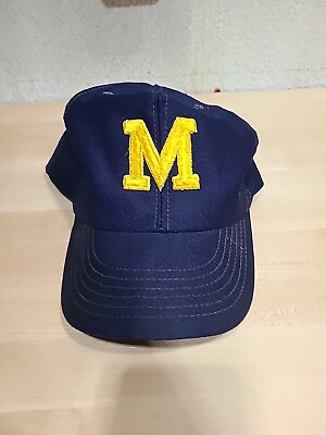 #ad University Michigan Wolverines Block M Football Ball Hat Semco Snapback BRIM* US $22.46
