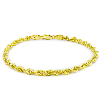 #ad 10k Yellow Gold Mens 3mm Diamond Cut Rope Genuine Italian Chain Link Bracelet 8quot; $107.98