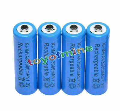 #ad 4 AA 3000mAh Ni MH rechargeable battery 2A LR6 Blue $12.27