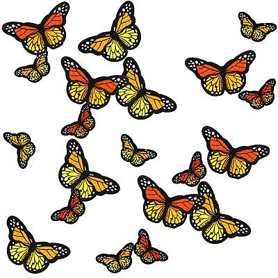 #ad 20pcs Monarch Butterfly Iron on Patches 2 Size Embroidered Sew Applique Repai... $16.40