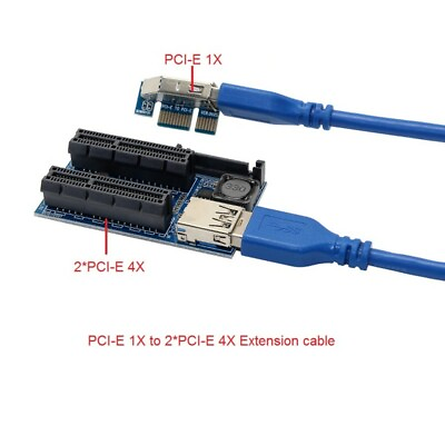 #ad PCIE PCI Express X1 to Dual 4X Adapter Extension cable Riser Cable PCIe x4 x8x16 AU $31.00