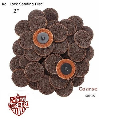 #ad 50 Pc 2quot; coarse Roloc Scotch pads Roll Lock Surface Sanding Disc Made in USA $26.00
