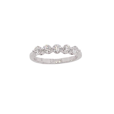 #ad 18k White Gold Diamond Ring 0.71 Carat 5 Round Diamonds $1731.59