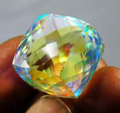 #ad 50 Ct EGL Certified Natural Cube Cut Rainbow Mystic Quartz Best Loose Gemstone . $26.98
