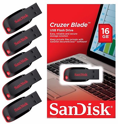 #ad 5 x SanDisk 16GB Cruzer Blade USB 2.0 Flash Pen Drive SDCZ50 016G Retail Pack $28.85