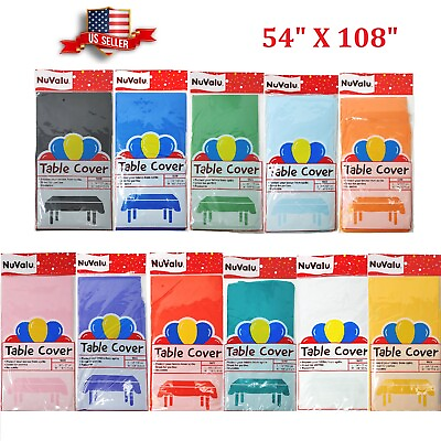#ad 54quot; x 108quot; Tablecloth Rectangle Birthday Wedding Party Color Plastic Table Cover $3.99