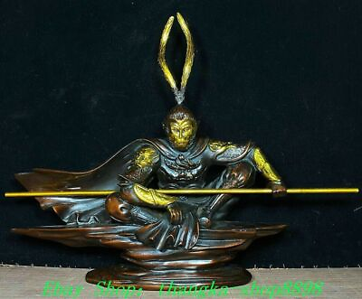 #ad 16.3quot;Old China Pure Bronze Gild Great Sage Equalling Heaven Sun Wukong Statue $323.00