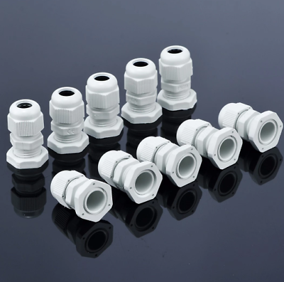 #ad 10 Pcs PG9 white Waterproof Cable Gland Connectors $6.18