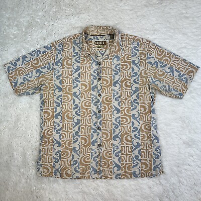 #ad Kahala 1936 Hawaiian Aloha Brown Blue Button Up Shirt Islands Men’s Size XL $22.99