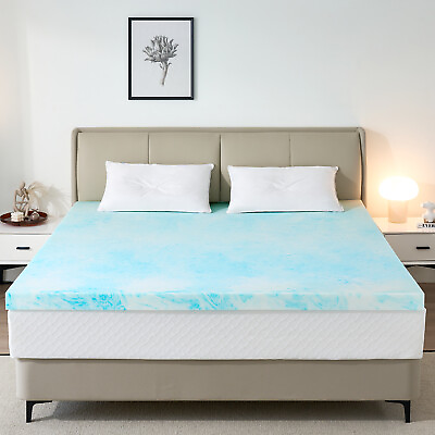 #ad 3quot; Memory Foam Mattress Topper Queen Size Cooling Gel Infused Twin Full King $43.99