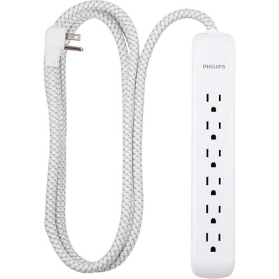 #ad Philips 6 ft. Cord 6 Outlet Braided Cord Surge Protector $14.96