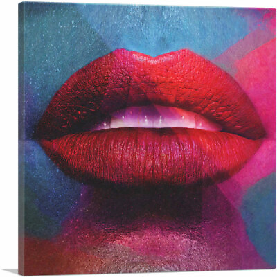 #ad ARTCANVAS Modern Red Pink Lips Canvas Art Print $80.09