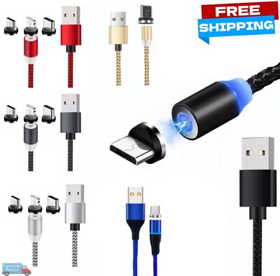 Magnetic Phone Charger Charging Adapter Cable Cord For iPhone Type C Micro USB $2.99
