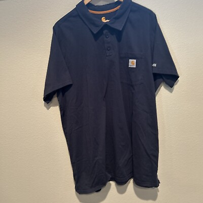 #ad Carhartt Polo Shirt Men#x27;s 3XL Navy Short Sleeve Relaxed Fit $11.99
