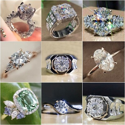 #ad Fashion Women 925 Silver Jewelry Cubic Zirconia Rings Gifts Wedding Band Sz 6 10 C $3.25