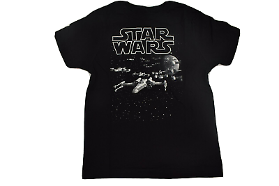 #ad Mini Fine Star Wars Youth Boys Space Ships Black Tee Shirt New M $5.99