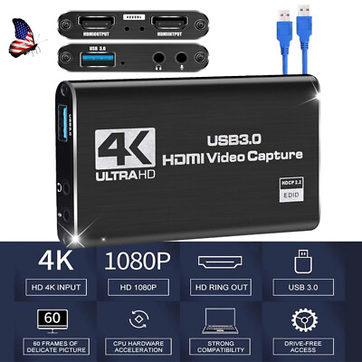 #ad Video Game Capture Card 4K 1080P 60FPS USB 3.0 Capture Card for Streaming Work $20.68