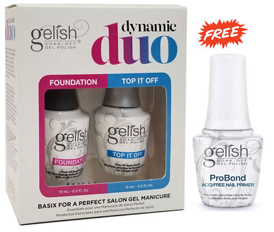 #ad Gelish Dynamic Duo Foundation Top It Off with Pro Bond FREE $27.99